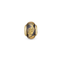 Golden Black Globe Charm 6 mm til Classic Læderarmbånd - Forgyldt Sterling Sølv m. 1 Glas