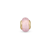 Bubbly Pink Globe Charm 6 mm til Classic Læderarmbånd - Forgyldt Sterling Sølv m. Glas