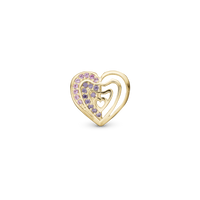 Rainbow Kiss Charm 6 mm til Classic Læderarmbånd - Forgyldt Sterling Sølv m. 17 Lilla Cubic Zirkonia