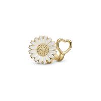 Marguerit Bliss Charm 6 mm til Classic Læderarmbånd - Forgyldt Sterling Sølv