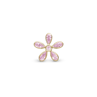 Magic Flower pink Charm 6 mm til Classic Læderarmbånd - Forgyldt Sterling Sølv m. 6 Pinke Cubic Zirkonia
