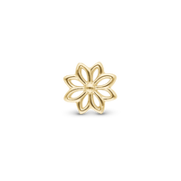 Simple Flower Charm 6 mm til Classic Læderarmbånd - Blankpoleret Forgyldt Sterling Sølv