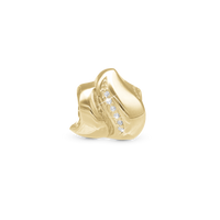 Majestic wave Charm 6 mm til Classic Læderarmbånd - Blankpoleret Forgyldt Sterling Sølv m. 6 Hvide Cubic Zirkonia
