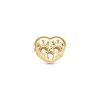 Eternity Love heart Charm 6 mm til Classic Læderarmbånd - Blankpoleret Forgyldt Sterling Sølv m. 16 Hvide Cubic Zirkonia