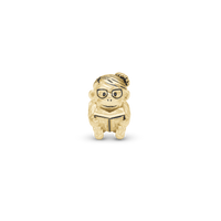 Cute monkey - Student Charm 6 mm til Classic Læderarmbånd - Blankpoleret Forgyldt Sterling Sølv