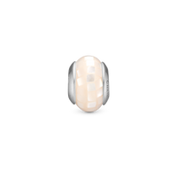 White Mosaic Magic Charm 6 mm til Classic Læderarmbånd - Sterling Sølv