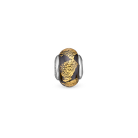 Golden Black Globe Charm 6 mm til Classic Læderarmbånd - Sterling Sølv m. 1 Glas