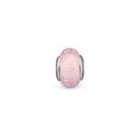 Bubbly Pink Globe Charm 6 mm til Classic Læderarmbånd - Sterling Sølv m. Glas