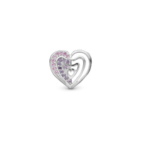 Rainbow Kiss Charm 6 mm til Classic Læderarmbånd - Sterling Sølv m. 17 Lilla Cubic Zirkonia