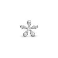 Magic Flower white Charm 6 mm til Classic Læderarmbånd - Sterling Sølv m. 6 Hvide Cubic Zirkonia