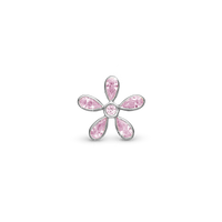 Magic Flower pink Charm 6 mm til Classic Læderarmbånd - Sterling Sølv m. 6 Pinke Cubic Zirkonia