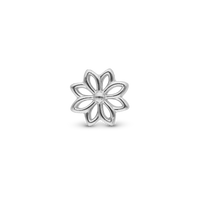 Simple Flower Charm 6 mm til Classic Læderarmbånd - Blankpoleret Sterling Sølv
