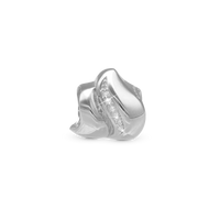 Majestic wave Charm 6 mm til Classic Læderarmbånd - Blankpoleret Sterling Sølv m. 6 Hvide Cubic Zirkonia