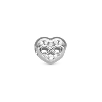 Eternity Love heart Charm 6 mm til Classic Læderarmbånd - Blankpoleret Sterling Sølv m. 16 Hvide Cubic Zirkonia