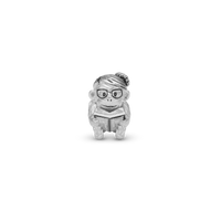 Cute monkey - Student Charm 6 mm til Classic Læderarmbånd - Blankpoleret Sterling Sølv