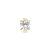 Crystal Quartz Round Charm 6 mm til Classic Læderarmbånd - Forgyldt Sterling Sølv m. 1 Krystalkvarts