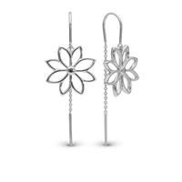 Simple Flower Hænge Øreringe - Blankpoleret Sterling Sølv