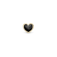 Black Heart Enkelt Ørestik / Single Stud - Forgyldt Sterling Sølv