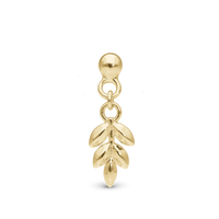 Dangling Leaf Enkelt Ørestik / Single Stud - Blankpoleret Forgyldt Sterling Sølv
