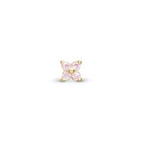Magic pink Enkelt Ørestik / Single Stud - Forgyldt Sterling Sølv m. 4 Pinke Cubic Zirkonia