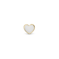 White Heart Enkelt Ørestik / Single Stud - Forgyldt Sterling Sølv