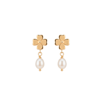 Clover & Pearl ørestikker forgyldt sølv