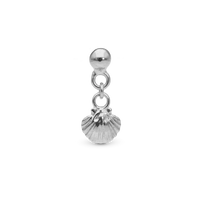 Dangling Clam shell Enkelt Ørestik / Single Stud - Blankpoleret Sterling Sølv