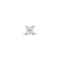 Magic pink Enkelt Ørestik / Single Stud - Sterling Sølv m. 4 Pinke Cubic Zirkonia