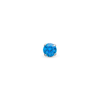 Ocean Turquoise Blue Enkelt Ørestik / Single Stud - Blankpoleret Sterling Sølv m. 1 Cubic Zirkonia