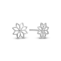Simple Flower Ørestikker - Blankpoleret Sterling Sølv