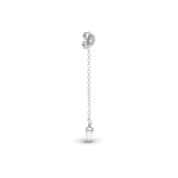Stud Add On / 1 stk. Ørestikker - Blankpoleret Sterling Sølv m. 2 Hvide Cubic Zirkonia