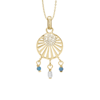 Ocean sunset Vedhæng - Blankpoleret Forgyldt Sterling Sølv m. 37 Hvide Cubic Zirkonia