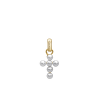 Pearl Cross Vedhæng - Blankpoleret Forgyldt Sterling Sølv m. 6 Ferskvandsperler