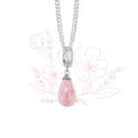 Halskæde m Rosa Quartz drop  sølv