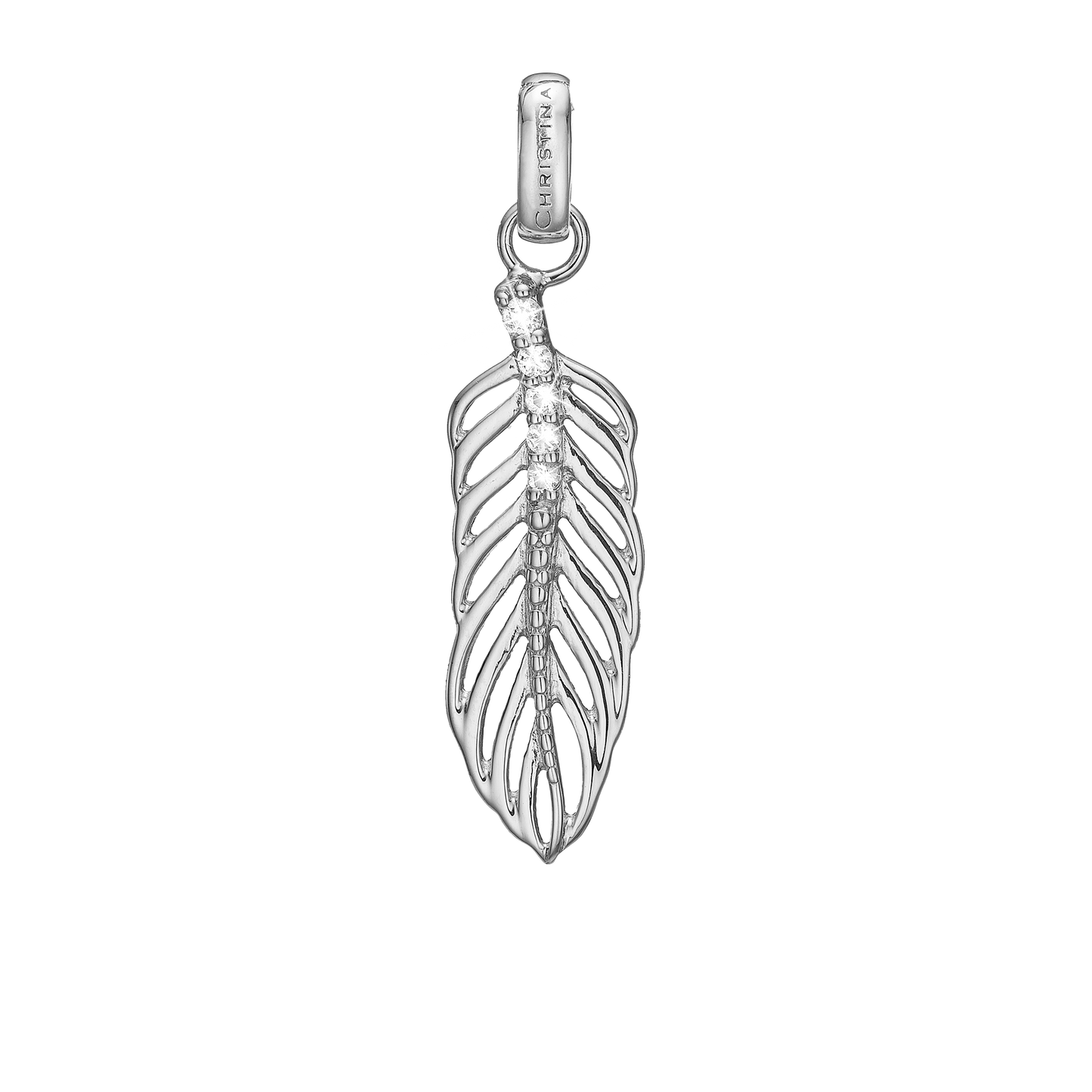 Large Topaz Feather Pendant, silver