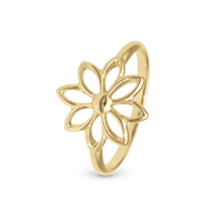 Simple Flower Ring - Blankpoleret Forgyldt Sterling Sølv