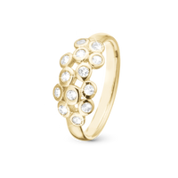 Champagne Love Ring - Blankpoleret Forgyldt Sterling Sølv m. 13 Hvide Topas
