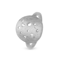 The Moon Ring - Børstet Sterling Sølv m. 3 Hvide Topas