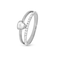 Sparkling Love Ring - Blankpoleret Sterling Sølv m. 20 Hvide Cubic Zirkonia