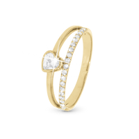 Sparkling Love Ring - Blankpoleret Forgyldt Sterling Sølv m. 20 Hvide Cubic Zirkonia