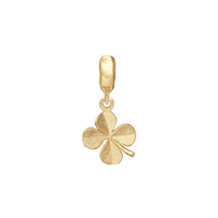 Clover Hænger Charm 4 mm Til Armbånd - Mat Forgyldt Sterling Sølv