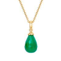 Green Onyx drop Hænger Charm 6 mm Til Armbånd - Forgyldt Sterling Sølv