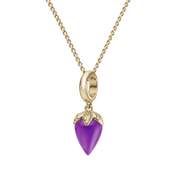 Purple Chalcedony - Hænger Charm 4 mm Til Armbånd - Blankpoleret Forgyldt Sterling Sølv m. 1 Kalcedon
