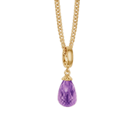 Amethyst purple drop Hænger Charm 6 mm Til Armbånd - Blankpoleret Forgyldt Sterling Sølv m. 1 Ametyst