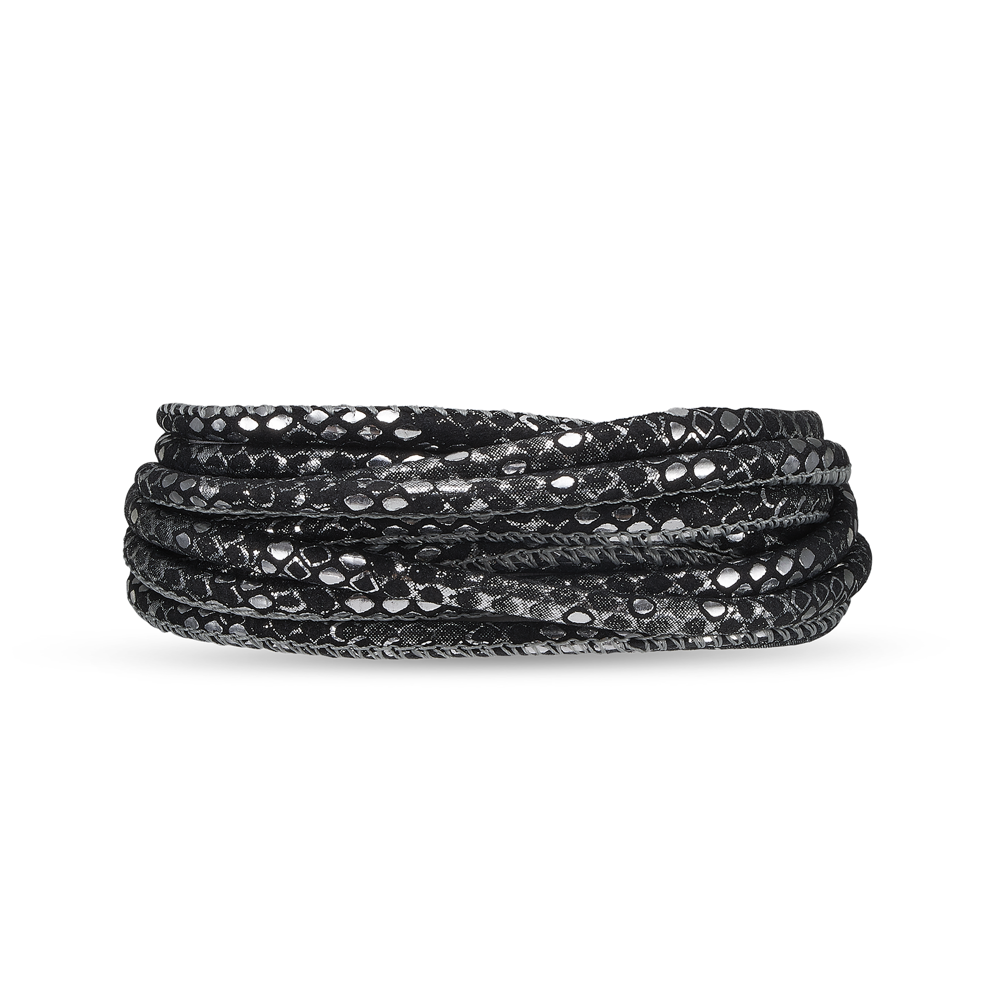 3 strenget læderarmbånd - Silver Black  Christina Design London