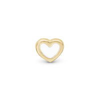 White Enamel Heart Element Til Ur - Blankpoleret Forgyldt Sterling Sølv