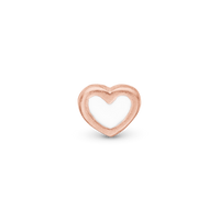 White Enamel Heart Element Til Ure - Blankpoleret Rosaforgyldt
