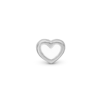 White Enamel Heart Element Til Ur - Blankpoleret Sterling Sølv