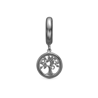 Tree of Life Hænger Charm 6 mm Til Armbånd - Blankpoleret Rutheniumbelagt m. 3 Cubic Zirkonia