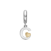 Bogstav C Hænger Charm 6 mm Til Armbånd - Blankpoleret Bicolor
